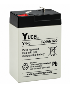 4Ah 6V Sealed Lead Acid Emergency Lighting Battery — F1 Faston - 4.75mm (Yuasa Y4-6)