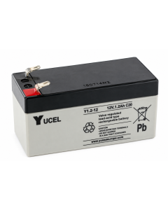 1.2Ah 12V Sealed Lead Acid Emergency Lighting Battery — F1 Faston - 4.75mm (Yuasa Y1.2-12)