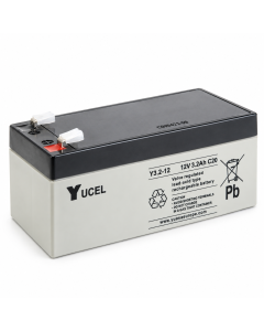 3.2Ah 12V Sealed Lead Acid Emergency Lighting Battery — F1 Faston - 4.75mm (Yuasa Y3.2-12)