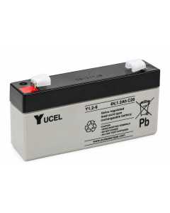 1.2Ah 6V Sealed Lead Acid Emergency Lighting Battery — F1 Faston - 4.75mm (Yuasa Y1.2-6)