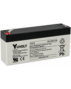 2.8Ah 6V Sealed Lead Acid Emergency Lighting Battery — F1 Faston - 4.75mm (Yuasa Y2.8-6)