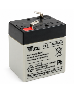 1Ah 6V Sealed Lead Acid Emergency Lighting Battery — F1 Faston - 4.75mm (Yuasa Y1-6)