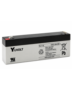 2.1Ah 12V Sealed Lead Acid Emergency Lighting Battery — F1 Faston - 4.75mm (Yuasa Y2.1-12)