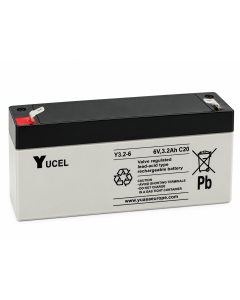 3.2Ah 6V Sealed Lead Acid Emergency Lighting Battery — F1 Faston - 4.75mm (Yuasa Y3.2-6)
