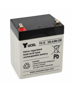 4Ah 12V Sealed Lead Acid Emergency Lighting Battery — F1 Faston - 4.75mm (Yuasa Y4-12)